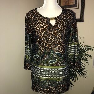 Melissa Paige Stretch Animal Leopard Print Top S